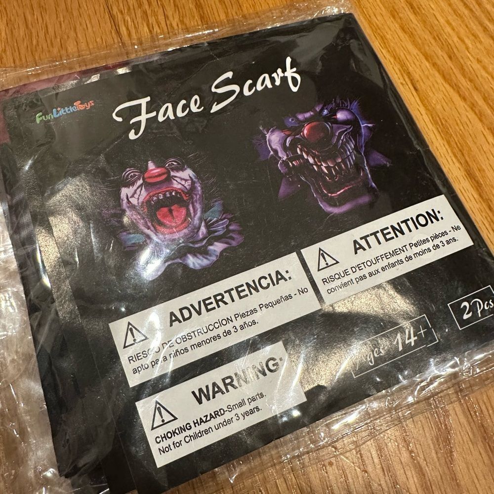 Scary Clown Face Scarfs Gaitor Halloween